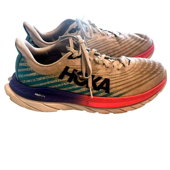 Hoka Mach 5 White Flame Running Shoes Womens Size 10.5 Sports Gym Workout - Picture 1 of 8